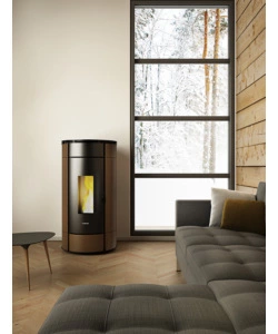 STUFA A PELLET ERMETICA FREEPOINT "GLOBE" MOKA 11 KW