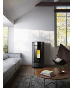 STUFA A PELLET ERMETICA FREEPOINT "GLOBE" ANTRACITE 11 KW