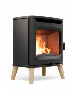 STUFA A LEGNA ERMETICA FREEPOINT "FLOS 8" NERO 7 KW