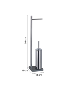 PIANTANA PORTAROTOLO E SCOPINO WC GEDY "TRILLY" IN ACCIAIO INOX GRIGIO