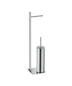 PIANTANA PORTAROTOLO E SCOPINO WC GEDY "TRILLY" IN ACCIAIO INOX CROMATO