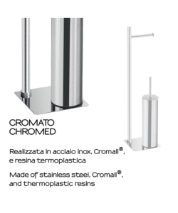 PIANTANA PORTAROTOLO E SCOPINO WC GEDY "TRILLY" IN ACCIAIO INOX CROMATO