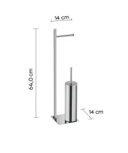 PIANTANA PORTAROTOLO E SCOPINO WC GEDY "TRILLY" IN ACCIAIO INOX CROMATO