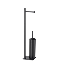 PIANTANA PORTAROTOLO E SCOPINO WC GEDY "TRILLY" IN ACCIAIO INOX NERO