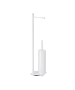 PIANTANA PORTAROTOLO E SCOPINO WC GEDY "TRILLY" IN ACCIAIO INOX BIANCO