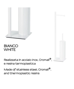 PIANTANA PORTAROTOLO E SCOPINO WC GEDY "TRILLY" IN ACCIAIO INOX BIANCO