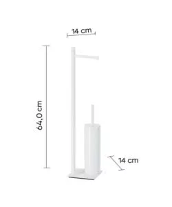 PIANTANA PORTAROTOLO E SCOPINO WC GEDY "TRILLY" IN ACCIAIO INOX BIANCO