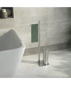 PIANTANA PORTAROTOLO E SCOPINO WC GEDY "TRILLY" IN ACCIAIO INOX SPAZZOLATO