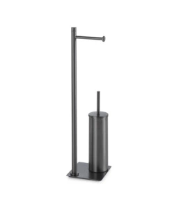 PIANTANA PORTAROTOLO E SCOPINO WC GEDY "TRILLY" IN ACCIAIO INOX GUN METAL
