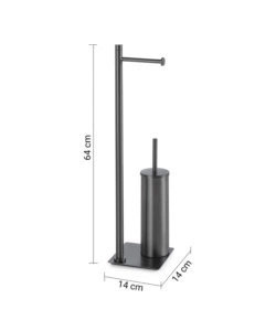 PIANTANA PORTAROTOLO E SCOPINO WC GEDY "TRILLY" IN ACCIAIO INOX GUN METAL