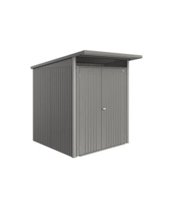 CASETTA DA GIARDINO BIOHORT "AVANTGARDE ECO MIS.A1" IN ACCIAIO ZINCATO GRIGIO QUARZO METALLIZZATO CON PORTA BATTENTE DOPPIA 180X220X218 CM - COD. 19619