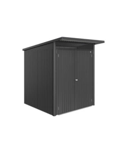 CASETTA DA GIARDINO BIOHORT "AVANTGARDE ECO MIS.A1" IN ACCIAIO ZINCATO GRIGIO SCURO METALLIZZATO CON PORTA BATTENTE DOPPIA 180X220X218 CM - COD. 17619