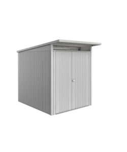 CASETTA DA GIARDINO BIOHORT "AVANTGARDE ECO MIS.A2" IN ACCIAIO ZINCATO ARGENTO METALLIZZATO CON PORTA BATTENTE DOPPIA 180X260X218 CM - COD. 15629