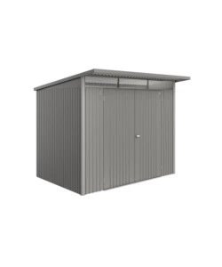 CASETTA DA GIARDINO BIOHORT "AVANTGARDE ECO MIS.A5" IN ACCIAIO ZINCATO GRIGIO QUARZO METALLIZZATO CON PORTA BATTENTE DOPPIA 260X220X218 CM COD. 19659