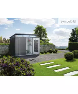 CASETTA DA GIARDINO BIOHORT "AVANTGARDE ECO MIS.A5" IN ACCIAIO ZINCATO GRIGIO SCURO METALLIZZATO CON PORTA BATTENTE DOPPIA 260X220X218 CM - COD. 17659