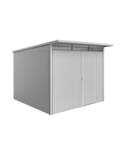 CASETTA DA GIARDINO BIOHORT "AVANTGARDE ECO MIS.A7" IN ACCIAIO ZINCATO ARGENTO METALLIZZATO CON PORTA BATTENTE SEMPLICE 260X300X218 CM - COD. 19689