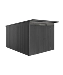 CASETTA DA GIARDINO BIOHORT "AVANTGARDE ECO MIS.A8" IN ACCIAIO ZINCATO GRIGIO SCURO METALLIZZATO CON PORTA BATTENTE DOPPIA 260X380X222 CM - COD. 17689