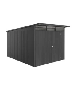 CASETTA DA GIARDINO BIOHORT "AVANTGARDE ECO MIS.A8" IN ACCIAIO ZINCATO GRIGIO SCURO METALLIZZATO CON PORTA BATTENTE SEMPLICE 260X380X222 CM - COD. 17680