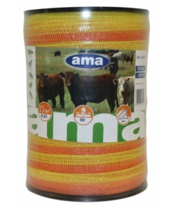 BANDA PER RECINTO ELETTRICO AMA IN FIBRA ACCIAIO ARANCIONE E GIALLO 20MM X 200MT