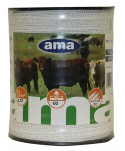 BANDA PER RECINTO ELETTRICO AMA IN FIBRA ACCIAIO BIANCA 10MM X 200MT 2 PEZZI