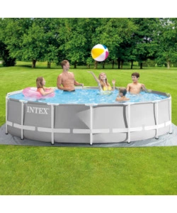 PISCINA FUORI TERRA AUTOPORTANTE ROTONDA INTEX  "PRISMA FRAME" GRIGIO CHIARO 427X427X107 CM