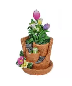DECORAZIONE VASO SOLARE DA GIARDINO EUROGARDEN CON ILLUMINAZIONE LEED BIANCO CALDO, 20,5X18X32 CM