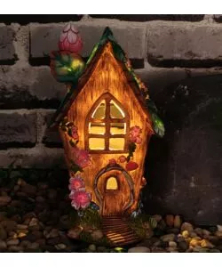 DECORAZIONE CASETTA SOLARE DA GIARDINO EUROGARDEN CON ILLUMINAZIONE LED BIANCO CALDO, 14X11X26 CM