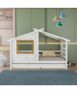 DOPPIO LETTO SINGOLO PER RAGAZZI BELLAHOME "NANTES" IN PINO MASSELLO A CASETTA 222X97,6X143 CM