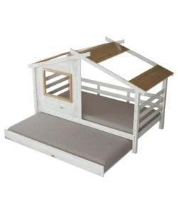 DOPPIO LETTO SINGOLO PER RAGAZZI BELLAHOME "NANTES" IN PINO MASSELLO A CASETTA 222X97,6X143 CM