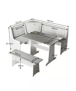 SET GIROPANCA AD ANGOLO BELLAHOME IN PINO MASSELLO CON CONTENITORE 163X122X87,5 CM
