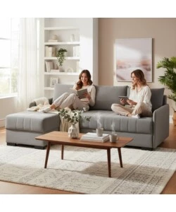 DIVANO CON PENISOLA REVERSIBILE BELLAHOME "GEMINI" GRIGIO, 208X148X91 CM