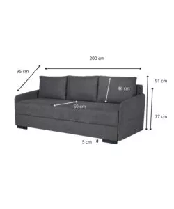 DIVANO 3 POSTI BELLAHOME "GEMINI" GRIGIO, 200X95X91 CM