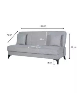 DIVANO 3 POSTI BELLAHOME "ABETE" GRIGIO 185X78X90 CM