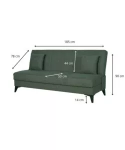 DIVANO 3 POSTI BELLAHOME "ABETE" VERDE SCURO, 185X78X90 CM