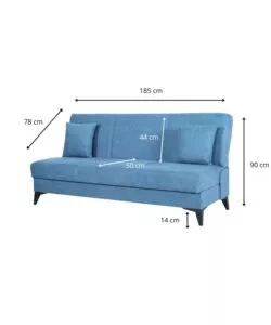 DIVANO 3 POSTI BELLAHOME "ABETE" BLU, 185X78X90 CM