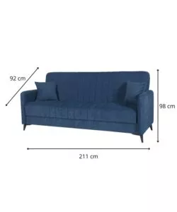 DIVANO LETTO BELLAHOME "LIBRA" 3 POSTI DARK BLUE 211X92X98 CM