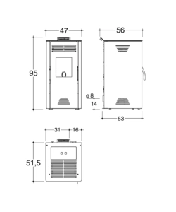 STUFA A PELLET VENTILATA INVICTA "ADRANO PLUS" NERO 7,3 KW