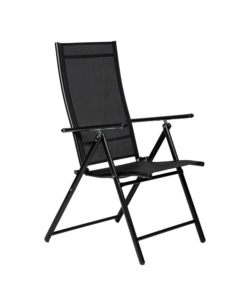 SEDIA DA ESTERNO REGOLABILE CON BRACCIOLI EUROGARDEN IN TEXTILENE NERO 57X98X105 CM