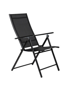 SEDIA DA ESTERNO REGOLABILE CON BRACCIOLI EUROGARDEN IN TEXTILENE NERO 57X98X105 CM