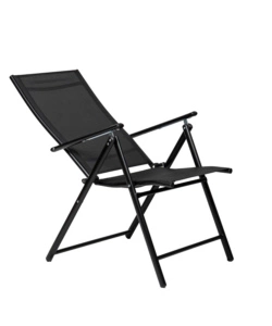 SEDIA DA ESTERNO REGOLABILE CON BRACCIOLI EUROGARDEN IN TEXTILENE NERO 57X98X105 CM