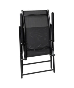 SEDIA DA ESTERNO REGOLABILE CON BRACCIOLI EUROGARDEN IN TEXTILENE NERO 57X98X105 CM