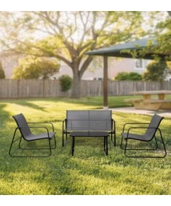 SET DA GIARDINO EUROGARDEN "MAGNOLIA" GRIGIO 4 SEDUTE E TAVOLINO