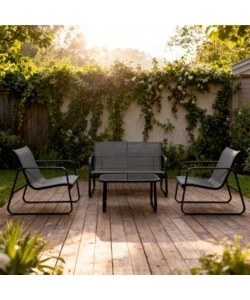 SET DA GIARDINO EUROGARDEN "MAGNOLIA" GRIGIO 4 SEDUTE E TAVOLINO