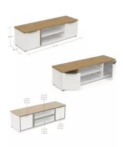 MOBILE SOGGIORNO PORTA TV 2 ANTE QUERCIA E BIANCO 134,8X39,1X39,6 CM