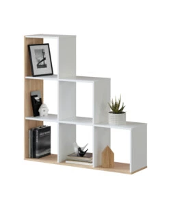 LIBRERIA A SCALETTA BIANCO E QUERCIA 108X28X110 CM