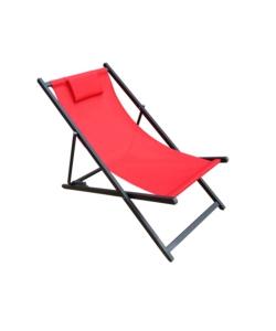 SPIAGGINA PIEGHEVOLE REGOLABILE EUROGARDEN "RELAX" CON CUSCINO IN TEXTILENE ROSSO 100X60X95 CM