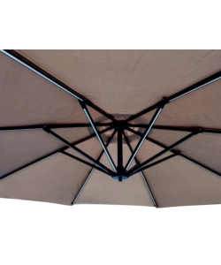 OMBRELLONE DA GIARDINO ROTONDO CON BRACCIO LATERALE EUROGARDEN CON ILLUMINAZIONE LED EFFETTO LEGNO TAUPE 3X3 M