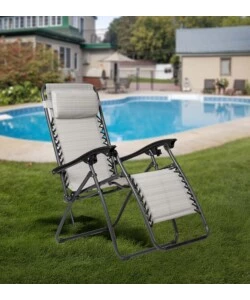 SDRAIO DA ESTERNO PIEGHEVOLE RECLINABILE EUROGARDEN "ZERO GRAVITY" GRIGIO MELANGE 178X65X110 CM