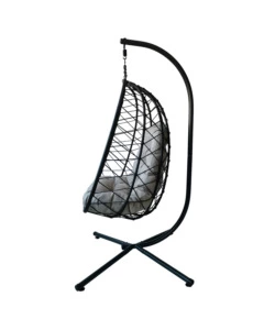 POLTRONA SOSPESA DA ESTERNO PIEGHEVOLE EUROGARDEN IN METALLO E PE RATTAN GRIGIO 103X108X192 CM