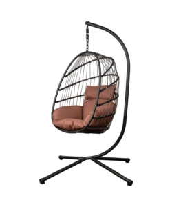 POLTRONA SOSPESA DA ESTERNO PIEGHEVOLE EUROGARDEN IN METALLO E PE RATTAN MARRONE 103X108X192 CM
